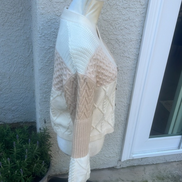 Rails Reese Cream/Tan Patchwork Knit Button up Cardigan Sweater Women's Size Xs - Picture 4 of 9
